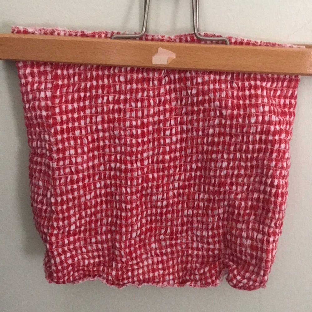 Red and white gingham tube top